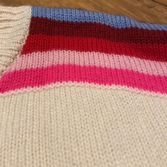 Sundry Merino Wool Cashmere Blend Shoulder  Stripe Oversized Retro Sweater S 4-6 - Picture 5 of 10